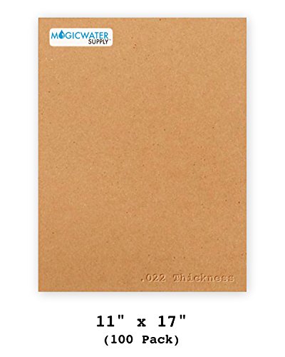 Product Cover 100 Chipboard Sheets 11 x 17 inch - 22pt (Point) Light Weight Brown Kraft Cardboard for Scrapbooking & Picture Frame Backing (.022 Caliper Thick) Paper Board | MagicWater Supply