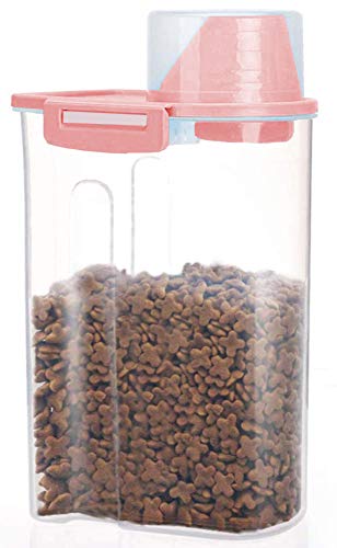 Product Cover PISSION Pet Food Storage Container with Graduated Cup and Seal Buckles Food Dispenser for Dogs Cats (Pink)
