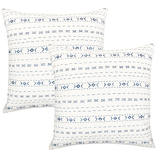 Product Cover Woven Nook Decorative Throw Pillow Covers ONLY for Couch, Sofa, or Bed Set of 2 18 x 18 inch Modern Quality Design 100% Cotton Mudcloth Geometric Bondi Set
