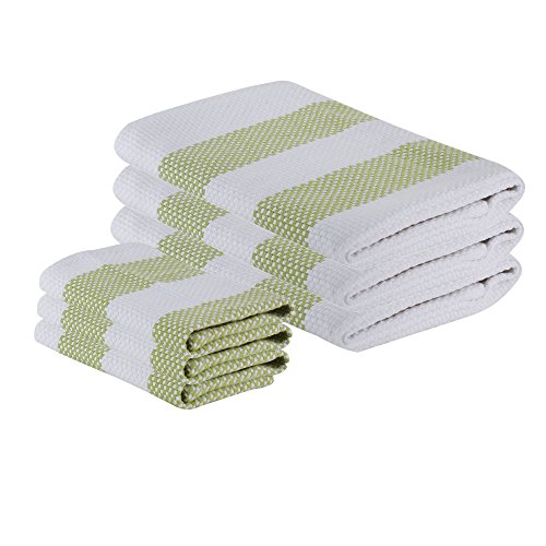 Product Cover The Weaver's Blend Set of 3 Kitchen Towels + 3 Dish Cloths, Basket Weave, 100% Cotton, Absorbent, Size 28