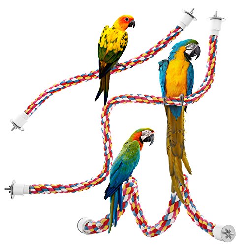 Product Cover Jusney Bird Rope Perches,Parrot Toys 48 inches Rope Bungee Bird Toy (48 inches)[1 Pack]