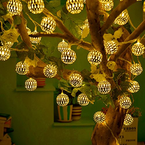 Product Cover RaajaOutlets Metal Ball with 20 LED Hanging Lantern String Lights(Golden)