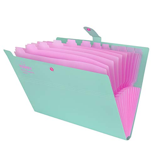 Product Cover Yigou Expanding File Folders 12 Pockets Accordion File Folder A4 and Letter Size Paper Document Organizer Folders for School Office (Jade)