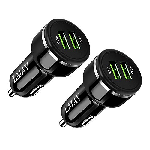 Product Cover Quick Charge 3.0 Car Charger 48W 6A Dual QC 3.0 USB Fast Car Charger Adapter Compatible for Apple & Android Devices,(2PACK).