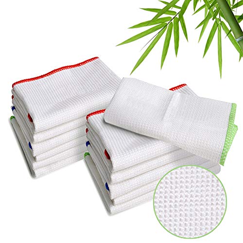 Product Cover LUCKISS 100% Bamboo Dish Cloths Cleaning Cloth and Dishcloths Sets Super Absorbent Towels Soft Durable and Eco-Friendly Cleaning Rags 12 x 12 inch 12 Pack