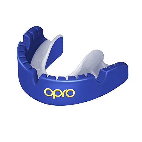 Product Cover OPRO Gold Level Mouthguard for Braces for Ball, Combat and Stick Sports - 18 Month Dental Warranty (for Ages 7+) (Pearl Blue/Pearl)