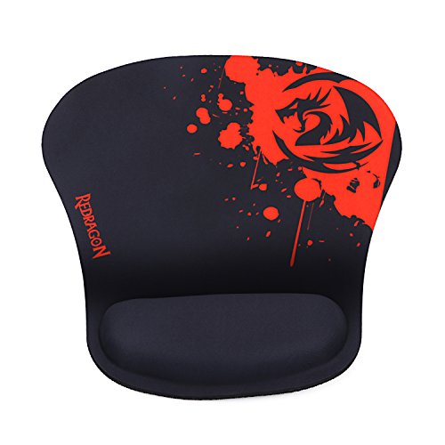 Product Cover Redragon P020 Gaming Mouse Pad with Wrist Rest Support Memory Foam Wrist Cushion Black Red Thick Version Waterproof Pixel-Perfect Accuracy Optimized for All Computer Mouse Sensitivity MMO Sensors