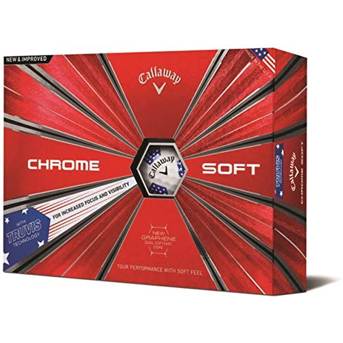 Product Cover Callaway Golf Chrome Soft Truvis Golf Balls, (One Dozen), Stars and Stripes, Prior Generation