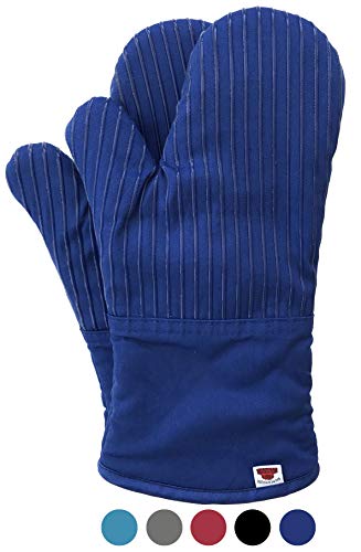 Product Cover Big Red House Oven Mitts, with The Heat Resistance of Silicone and Flexibility of Cotton, Recycled Cotton Infill, Terrycloth Lining, 480 F Heat Resistant Pair Dark Royal Blue