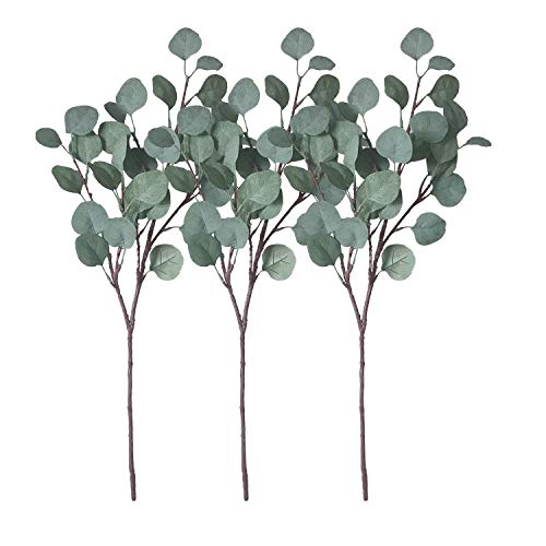 Product Cover ZHIIHA Artificial Eucalyptus Garland Long Silver Dollar Leaves Foliage Plants Greenery Fake Plastic Branches Greens Bushes