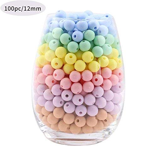 Product Cover Silicone Teething Beads 12mm(0.47inch) 100PCS Stylish & Natural DIY Necklace BPA-Free Chewable Stretchy Beads Teething Accessory Teether for Baby to Chew ...