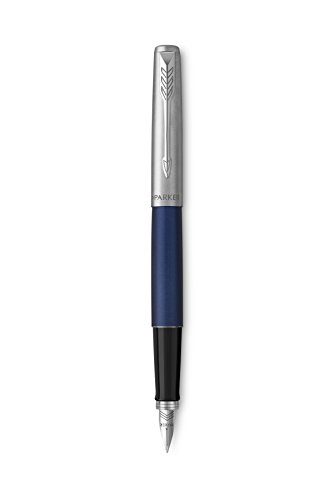 Product Cover Parker Jotter Fountain Pen, Royal Blue Metal Body, Medium Point, Blue Ink, Includes Gift Box