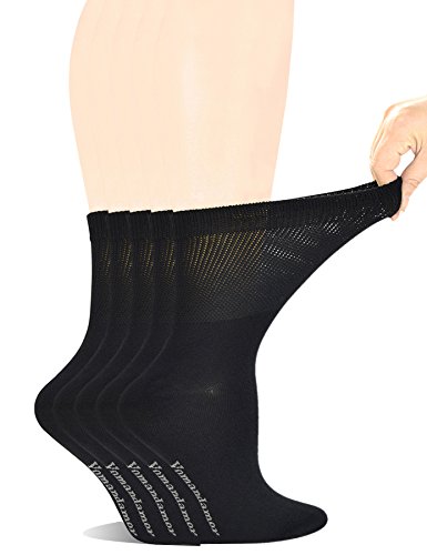 Product Cover Yomandamor Women's 5 Pairs Seamless Bamboo Dress/Diabetic Crew Socks with Non-Binding Top, L size