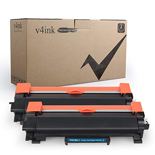 Product Cover V4INK Compatible Toner Cartridge for Brother TN730 TN760 TN-760 (2-Pack), for use in Brother HL-L2350DW HL-L2390DW HL-L2395DW HL-L2370DW DCP-L2550DW MFCL2710DW MFCL2730DW MFCL2750DW Printer