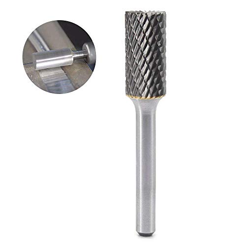 Product Cover YUFUTOL SB-5 Tungsten Carbide Burr Cylinder Shape Double Cut Rotary Burrs File(1/2''cutter Dia ， 1''Cutter Length) with 1/4'' (6.35mm) Shank dia