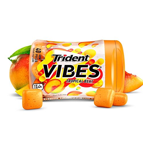Product Cover Trident Vibes Tropical Beat Sugar Free Chewing Gum - 6 Bottles (240 Pieces Total)