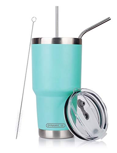 Product Cover DYNAMIC SE 30oz Tumbler Mint Double Wall Stainless Steel Vacuum Insulated Travel Mug with Splash-Proof Lid Metal Straw and Brush