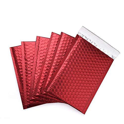 Product Cover Fu Global Metallic Bubble Mailers 6x10 Inch Christmas Red Self Seal Padded Envelopes Pack of 25
