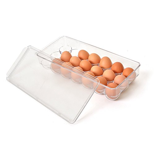Product Cover Totally Kitchen Covered Egg Tray Holder - Refrigerator Storage Container, 21 Egg Tray, Clear