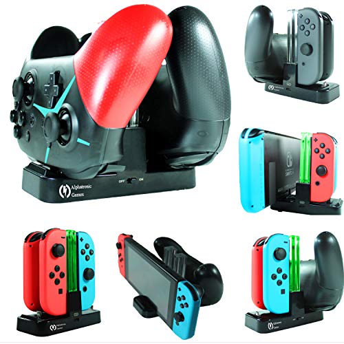 Product Cover [New Version 2019] Alphatronic Games Joy-Con Controller and Pro Controller Charging Dock Station | Complete Controller Charging System for Nintendo Switch with Charging Indicators