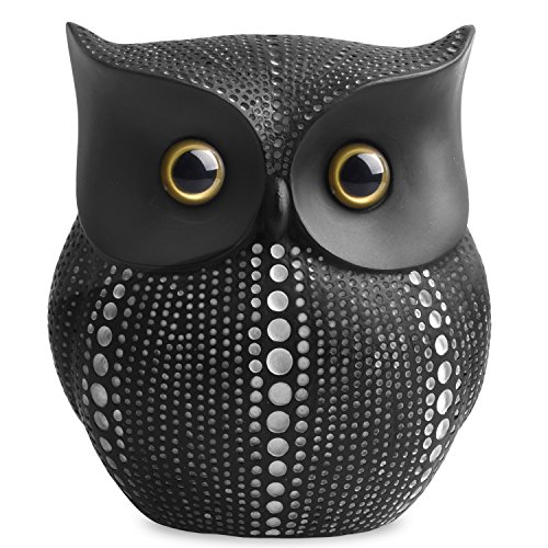 Product Cover Owl Statue Decor (Black) Small Crafted Buho Figurines for Home Decor Accents, Living Room Bedroom Office Decoration, Buhos Bookself TV Stand Decor - Animal Sculptures Collection BFF for Owls Lovers