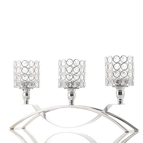 Product Cover VINCIGANT Crystal Candle Holder Table Candelabras,3 Candle Stand Holders for Wedding Table Centerpieces,Home Decor Accents,Silver(Gift Boxed)
