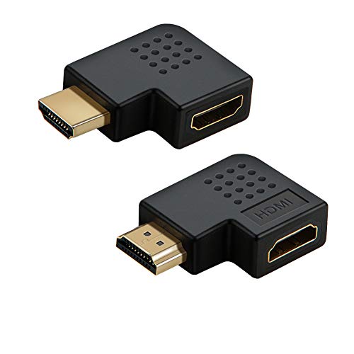 Product Cover HDMI Male to Female Adapter, CableCreation 2 Pack 90 and 270 degree Right Angle HDMI to HDMI Converter, 4K 3D HDMI Extender for Roku, PS3, PS4, Fire Stick,Chromecast, Nintendo Switch,HDTV, Laptop,Xbox