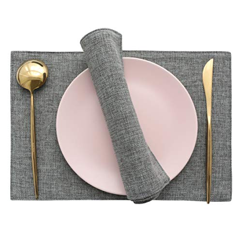 Product Cover Home Brilliant Set of 4 Placemats Heat Resistant Dining Table Place Mats Kitchen Table Mats, Dark Grey