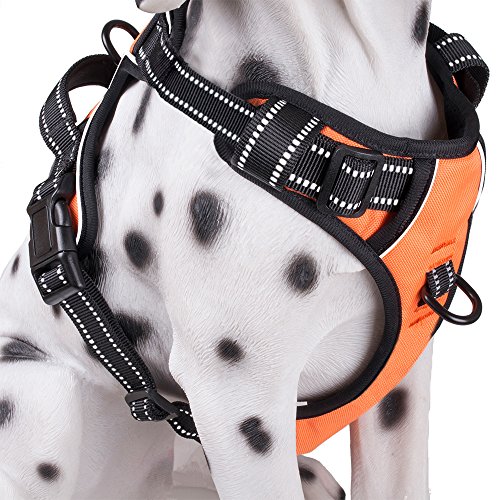Product Cover PoyPet No Pull Dog Harness, Reflective Vest Harness with 2 Leash Attachments and Easy Control Handle(Orange,L)