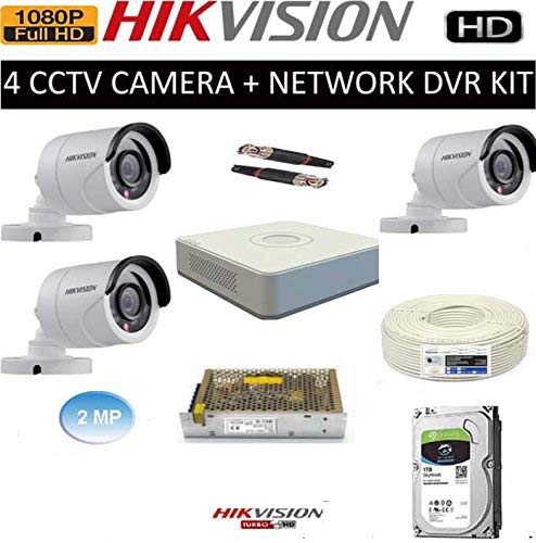 Product Cover HIKVISION Full HD 2MP Cameras Combo KIT 4CH HD DVR+ 3 Bullet Cameras +1TB Hard DISC+ Wire ROLL +Supply & All Required Connectors