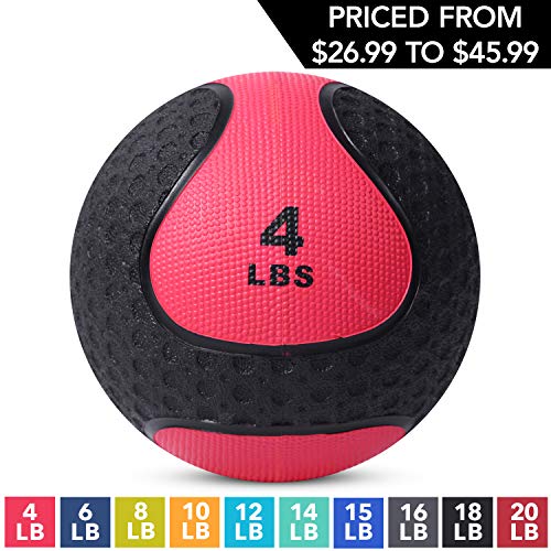 Product Cover Medicine Exercise Ball with Dual Texture for Superior Grip by Day 1 Fitness - 4 Pounds - Fitness Balls for Plyometrics, Workouts - Improves Balance, Flexibility, Coordination