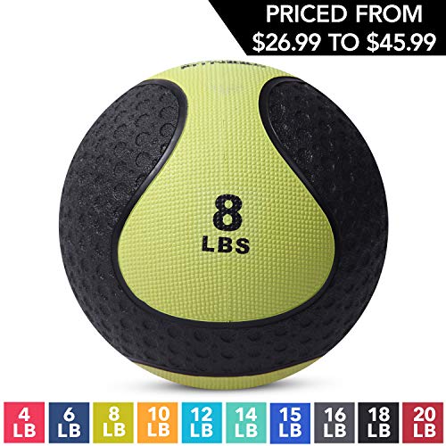 Product Cover Medicine Exercise Ball with Dual Texture for Superior Grip by Day 1 Fitness - 8 Pounds - Fitness Balls for Plyometrics, Workouts - Improves Balance, Flexibility, Coordination