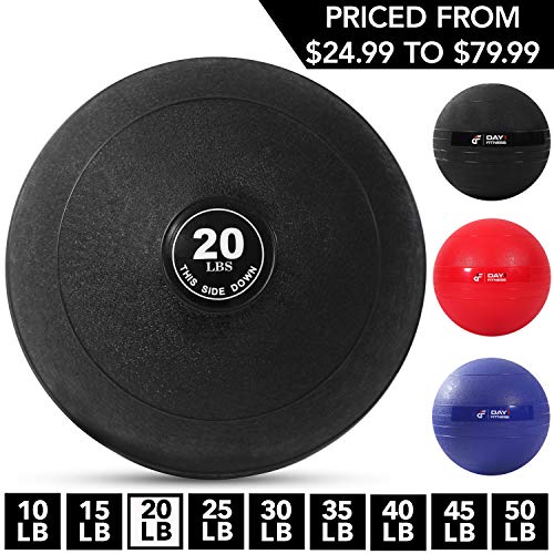 Product Cover Weighted Slam Ball by Day 1 Fitness - 20 lbs - No Bounce Medicine Ball - Gym Equipment Accessories for High Intensity Exercise, Functional Strength Training, Cardio, CrossFit