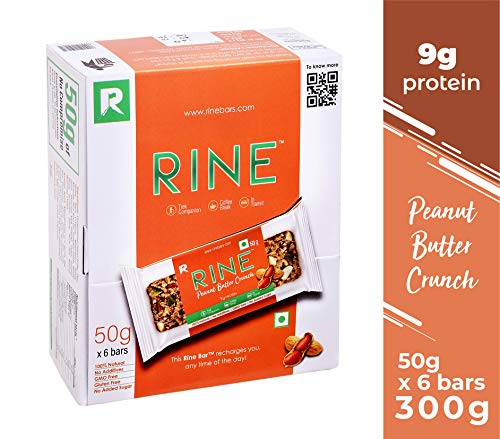 Product Cover RINE Bars Sugar Free Granola and Cereal Bars for Breakfast & Snacks, Peanut Butter Crunch (Pack of 6)