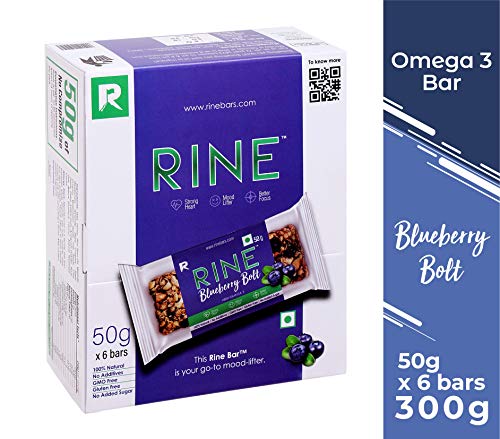 Product Cover RINE Bars Sugar Free Granola and Cereal Bars for Breakfast & Snacks, Blueberry Bolt (Pack of 6)