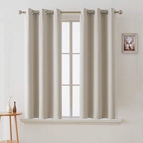 Product Cover Deconovo Blackout Curtains Room Darkening Thermal Insulated Curtain Panels Grommet for Living Room Light Beige 38 x 45 Inch 2 Panels