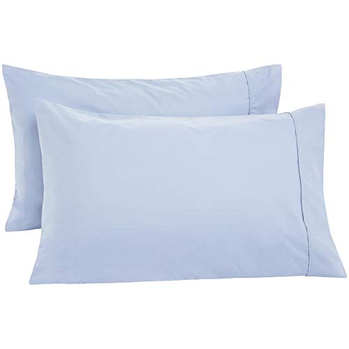 Product Cover AmazonBasics Ultra-Soft Cotton Pillowcases, Breathable, Easy to Wash, Set of 2, Dusty Blue, King
