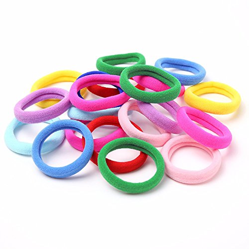 Product Cover Hair ties no crease for kids baby toddlers girls - Small seamless 50 PCS 10 Colors hair bands ponytail Holder - Hanmei