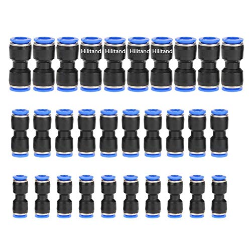Product Cover Hilitand 30pcs Air Line Fittings Push-to-Connect Fittings Straight Push Connectors Plastic Quick Release Connectors for 1/4 5/16 3/8 Tube