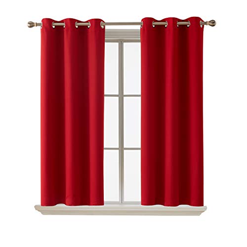 Product Cover Deconovo Room Darkening Curtain Thermal Insulated Blackdout Curtains for Kids Room Red 38 x 63 Inch 2 Panels