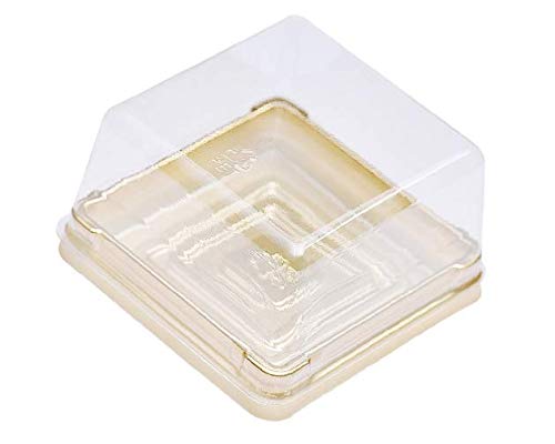 Product Cover 50 Sets 2 1/2 inch X H 1 1/2 inch of Clear plastic mini cake box muffins box cookies cookies muffins dome box wedding birthday gift box (100g gold)