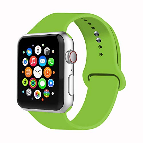 Product Cover IYOU Sport Band Compatible with Watch Band 38MM 42MM 40MM 44MM, Soft Silicone Replacement Sport Strap Compatible with 2018 Watch Series 5/4/3/2/1(Green,38MM, M/L)