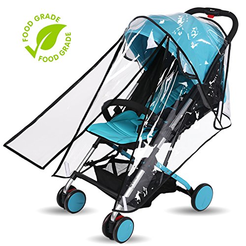 Product Cover Baby Stroller Rain Cover Weather Shield Accessories Universal Size Protect from Rain Wind Snow Dust Insects Water Proof Ventilate Clear Food Grade Materia EVA Plastic Zipper Black White (black, small)