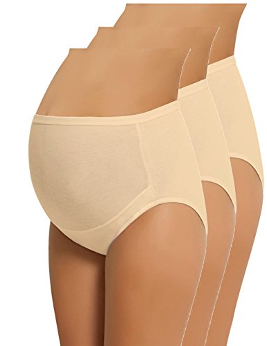 Product Cover NBB Women's Adjustable Maternity Panties High Cut Cotton Over Bump Underwear Brief (XX-Large, 3 Pack - Beige)