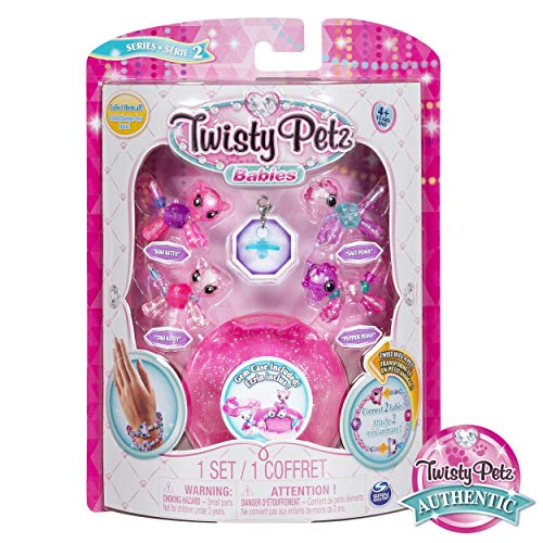 Product Cover Twisty Petz, Series 2 Babies 4 Pack, Kitties and Ponies Collectible Bracelet and Case (Pink) For Kids
