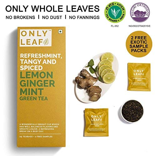 Product Cover Ginger Mint Lemon Green Tea 27 Tea Bags (25 Tea Bags + 2 Free Exotic Samples)