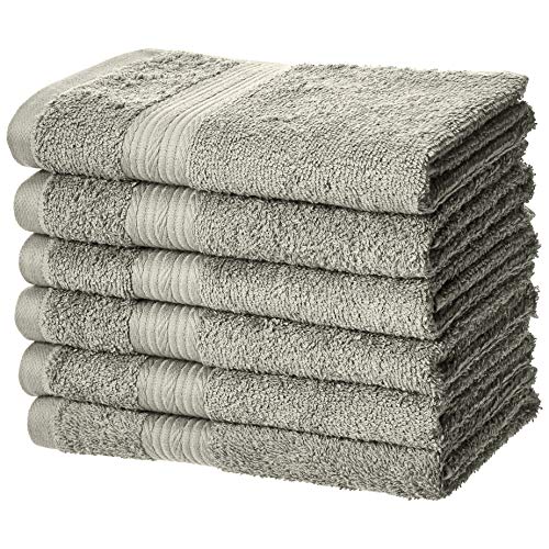 Product Cover AmazonBasics Fade-Resistant Cotton Hand Towel - Pack of 6, Grey
