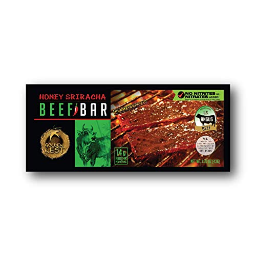 Product Cover Golden Nest Beef Jerky Bar, Gluten Free, Healthy Meat From Gourmet USA, Non-GMO Honey Glazed (1.5 oz.) (Honey Sriracha, Pack of 5)