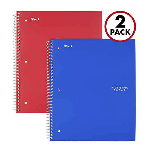 Product Cover Five Star Spiral Notebooks, 3 Subject, College Ruled Paper, 150 Sheets, 11