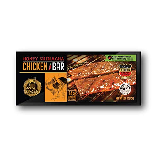 Product Cover Golden Nest Chicken Jerky Bar, Gluten Free, Healthy Meat From Gourmet USA, Non-GMO Honey Glazed (1.5 oz.) (Honey Sriracha, Pack of 5)